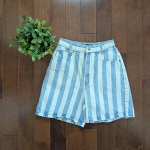 BIG STRIPED VINTAGE HIGH WAIST JEAN SHORTS